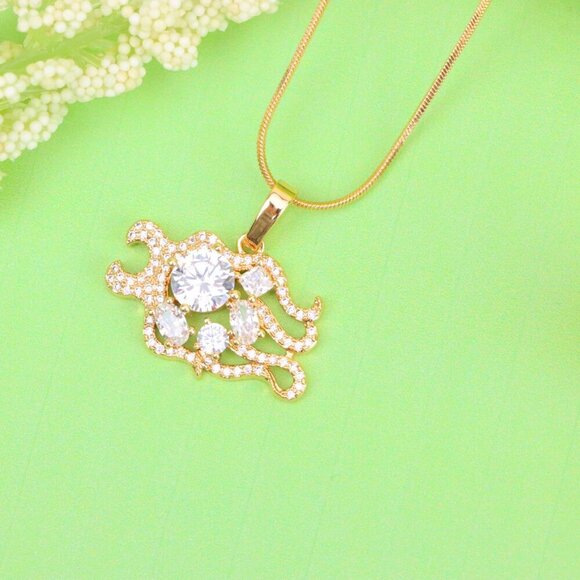 "Rose Gold Sparkling Mermaid Tail Pendant with White CZ Crystals, XPPT1539 - Picture 3 of 13